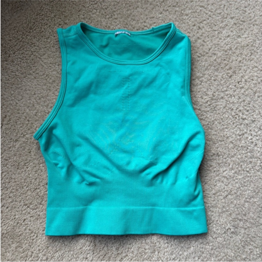Gymshark Women's Ribbed Crop Tank Top - Teal Green